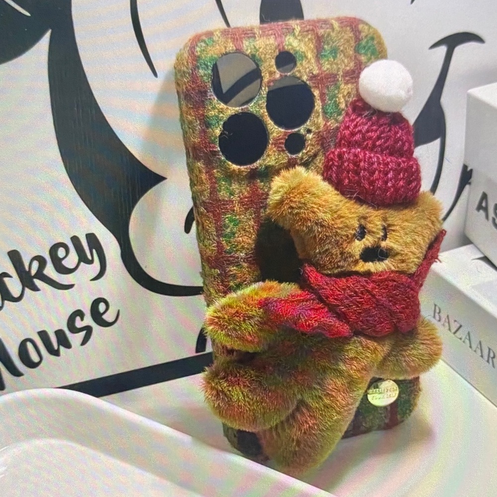 Plaid Teddy Bear Phone Case